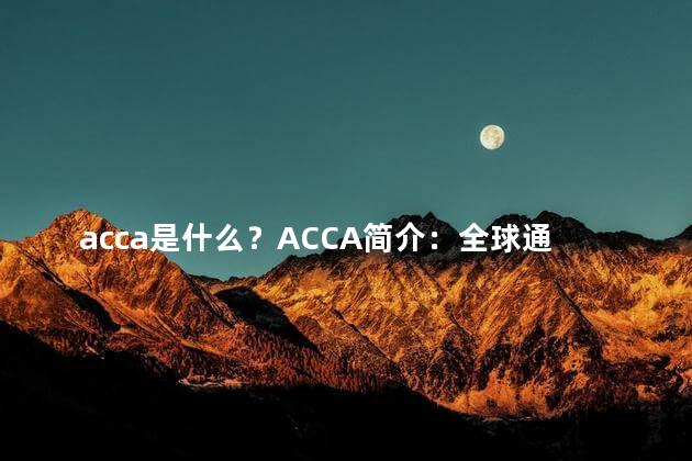acca是什么？ACCA简介：全球通行的财务金融证书