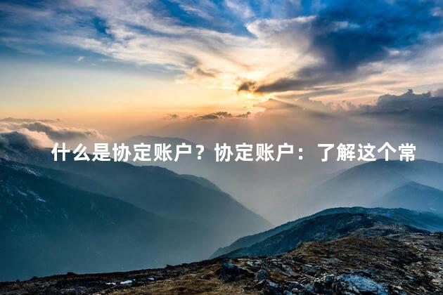 什么是协定账户？协定账户：了解这个常见协议的重要性