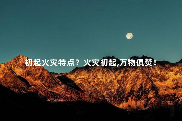 初起火灾特点？火灾初起，万物俱焚！