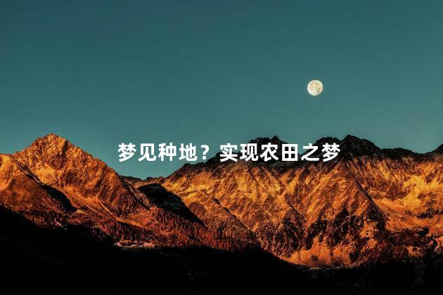 梦见种地？实现农田之梦