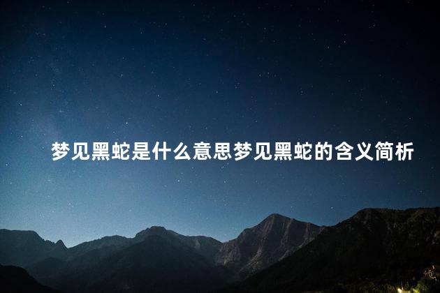 梦见黑蛇是什么意思梦见黑蛇的含义简析