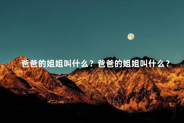 爸爸的姐姐叫什么？爸爸的姐姐叫什么？——揭秘爸爸姐姐的真实名字！